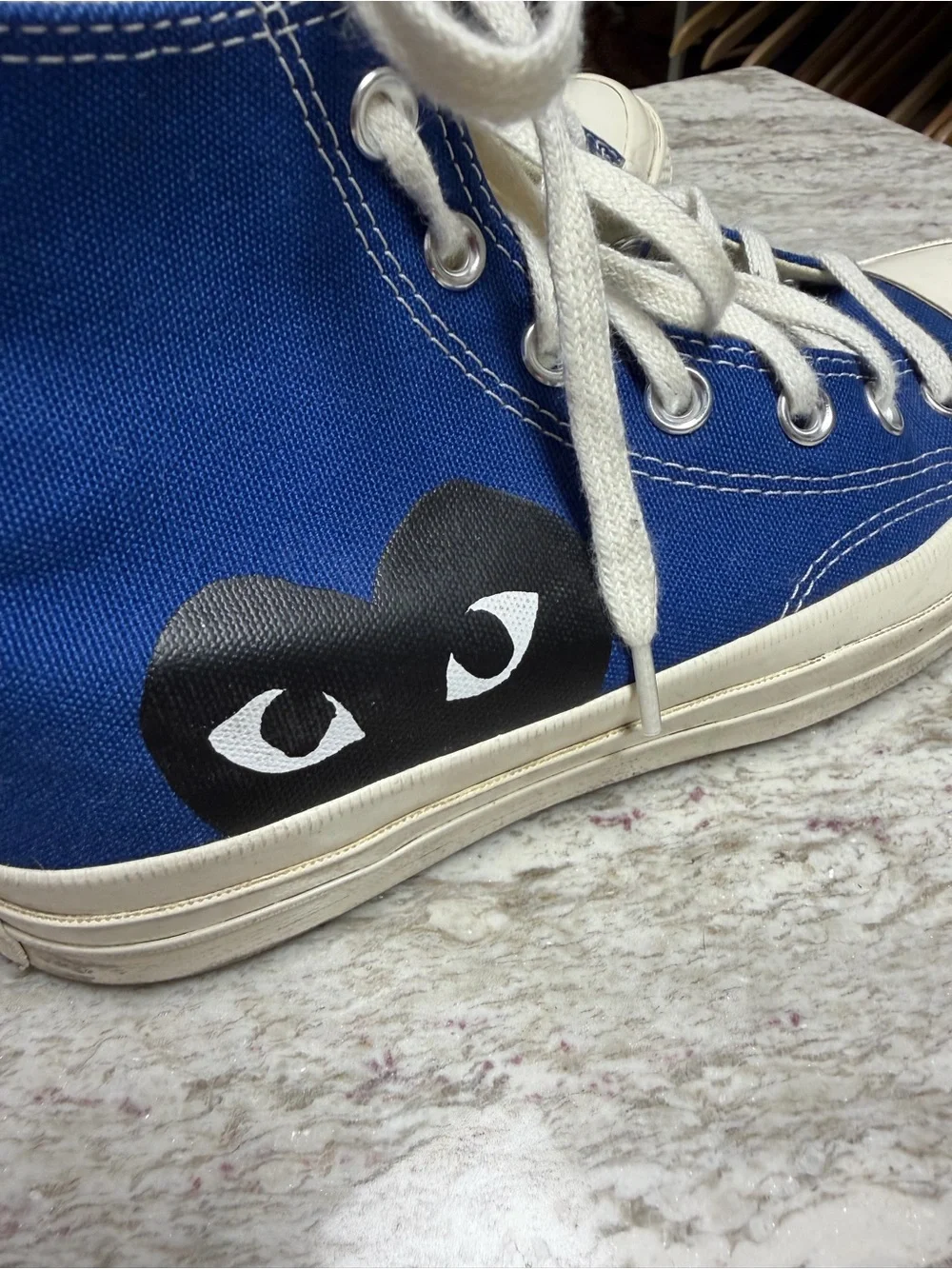 Comme des Garçons PLAY x Converse High-Top Sneakers in Blue - Picture 4 of 11
